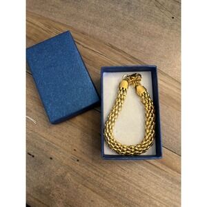 NEW Popcorn Chain Goldtone Bracelet Ion Plated Yellow Gold